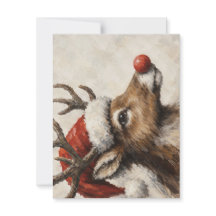 Carte Chapeau de Père Noël Renne à Nez Rouge Noël