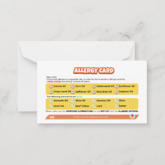 Correspondance Carte d'allergie aux huiles de semences