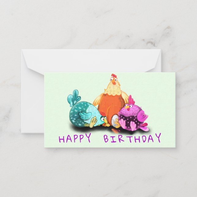 Correspondance Carte d'anniversaire de poulets amusants (Devant)