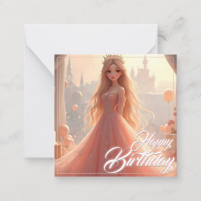 Correspondance Carte d'anniversaire de princesse en rose (Devant)