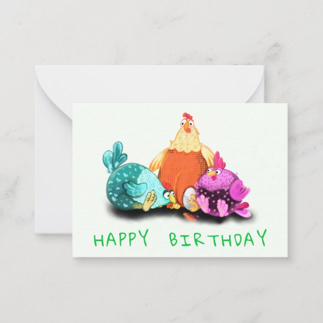 Correspondance Carte d'anniversaire drôle de poulet (Devant)