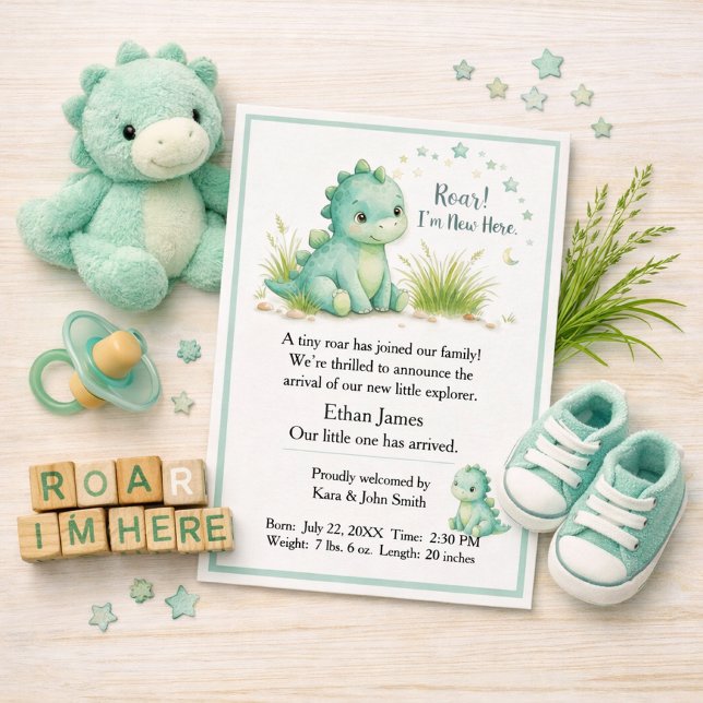 Correspondance Carte d'annonce de naissance de bébé garçon 'Rugis (Créateur téléchargé)