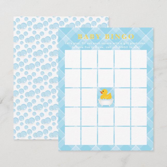 Correspondance Carte de bingo Baby shower en caoutchouc | Bébé bl (Devant / Derrière)