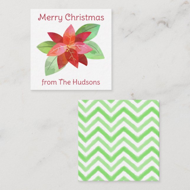 Correspondance Carte de boîtier cadeau de Noël Poinsetta Watercol (Devant / Derrière)