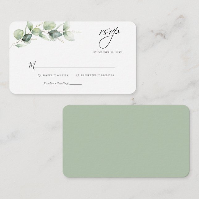 Correspondance Carte de boîtier RSVP Eucalyptus Greenery Wedding (Devant / Derrière)