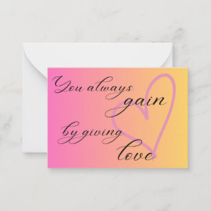 Correspondance Carte de citation inspirante Giving Love