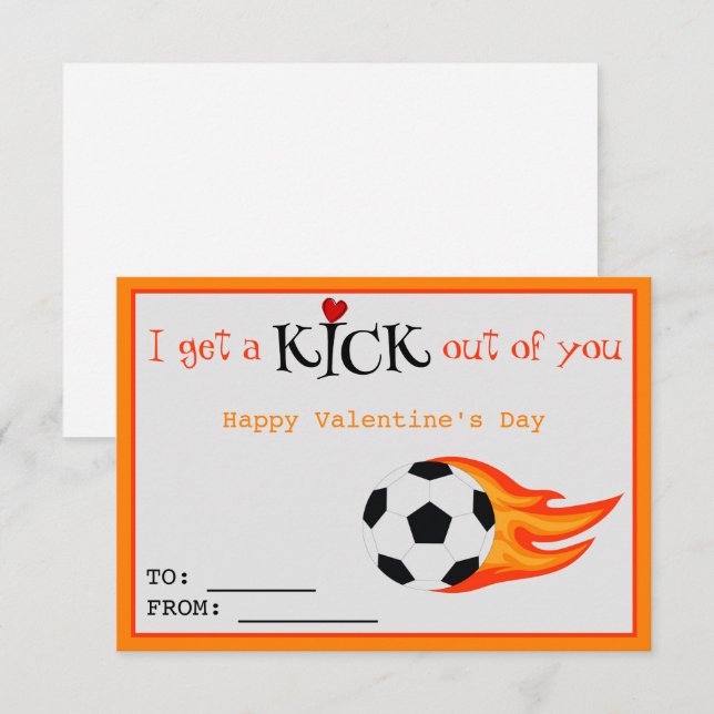 Correspondance Carte de classe amusante Valentine's Soccer Love K (Devant / Derrière)