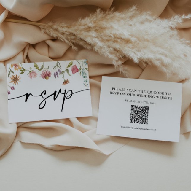 Correspondance Carte de code QR de mariage fleur sauvage RSVP (Créateur téléchargé)