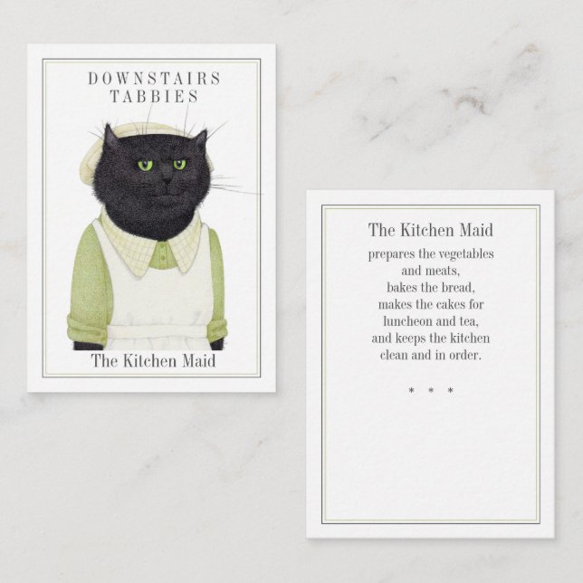 CORRESPONDANCE CARTE DE COLLECTION CHAT DE SERVICE DE CUISINE (Devant / Derrière)
