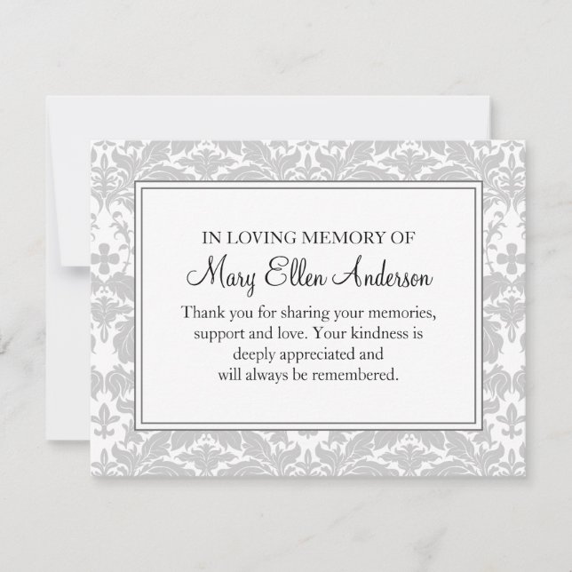 Correspondance Carte de condoléances à plat en damas (Devant)
