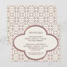 Carte de détails de mariage à quatre feuilles rose