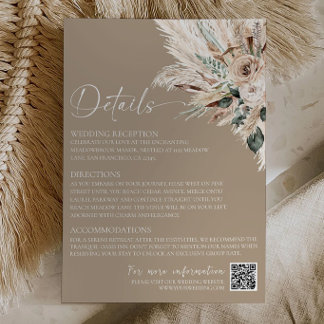 Correspondance Carte de détails de mariage rustique tan bohème