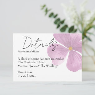 Correspondance Carte de détails de mariage - Thème floral violet