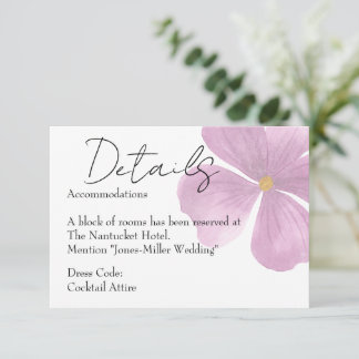 Correspondance Carte de détails de mariage - Thème floral violet 