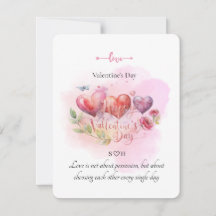 Carte de la Saint-Valentin à cœur aquarelle avec R
