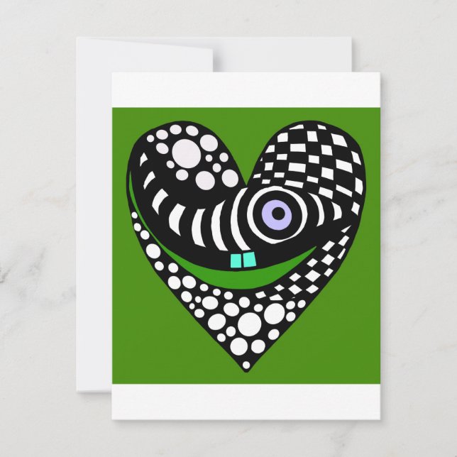 Correspondance Carte de la Saint-Valentin amour cœur vert funky a (Devant)