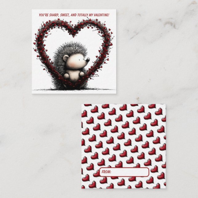 Correspondance Carte de la Saint-Valentin au hérisson fantaisiste (Devant / Derrière)