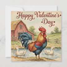 Carte de la Saint-Valentin Coq Poule 