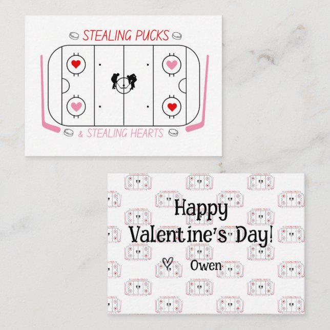 Correspondance Carte de la Saint-Valentin de hockey pour enfants  (Devant / Derrière)