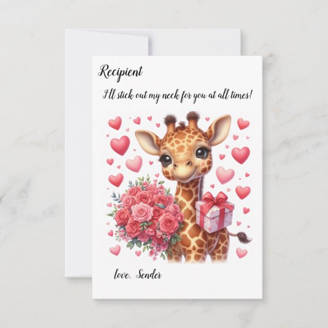 Correspondance Carte de la Saint-Valentin de la girafe de Cute (Devant)