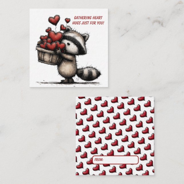 Correspondance Carte de la Saint-Valentin de Raton Laveur Mignon (Devant / Derrière)