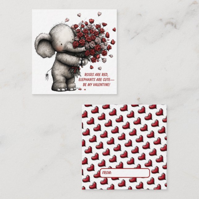 Correspondance Carte de la Saint-Valentin éléphant adorable (Devant / Derrière)