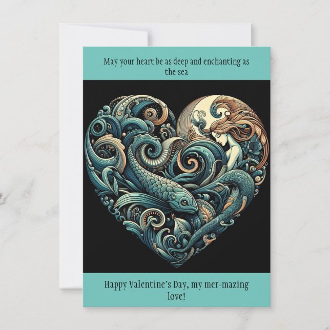 Correspondance Carte de la Saint-Valentin Mermaid à plat (Devant)