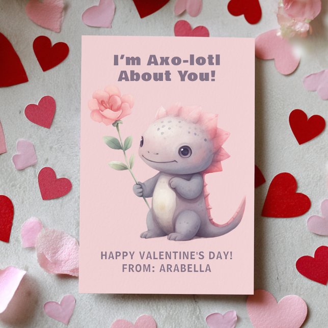Correspondance Carte de la Saint-Valentin pour la classe avec un  (Cute Axolotl Classroom Valentine Card)