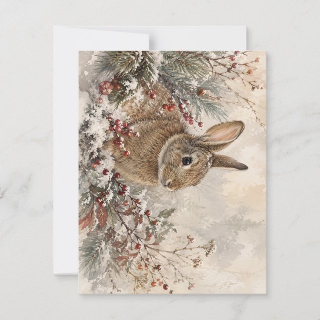 Correspondance Carte de Lapin de Bois enneigé et de Baies Rouges (Devant)