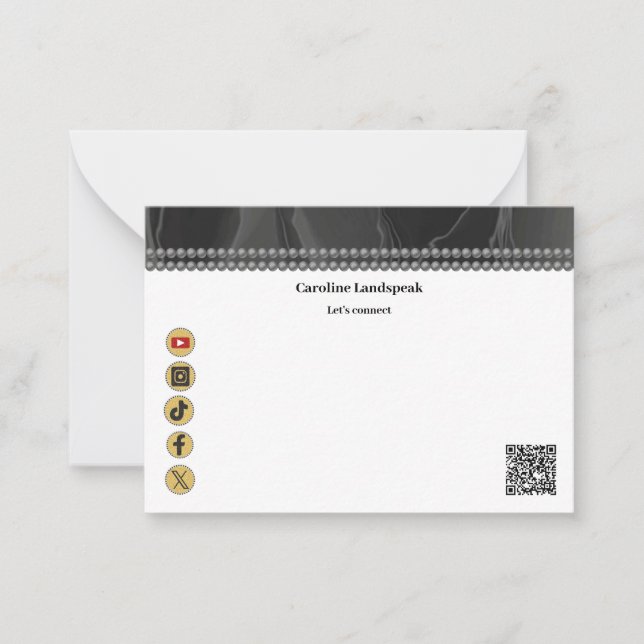Correspondance Carte de médias sociaux moderne à code QR noir et  (Devant)