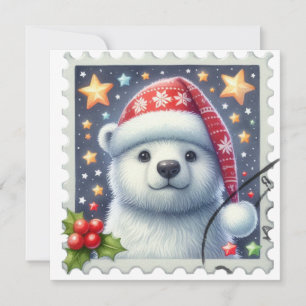 Correspondance Carte de Noël à l'ours polaire mignonne - voeux de