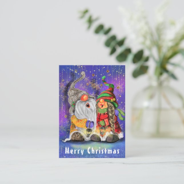 Correspondance Carte de Noël avec couple de gnomes (Debout devant)