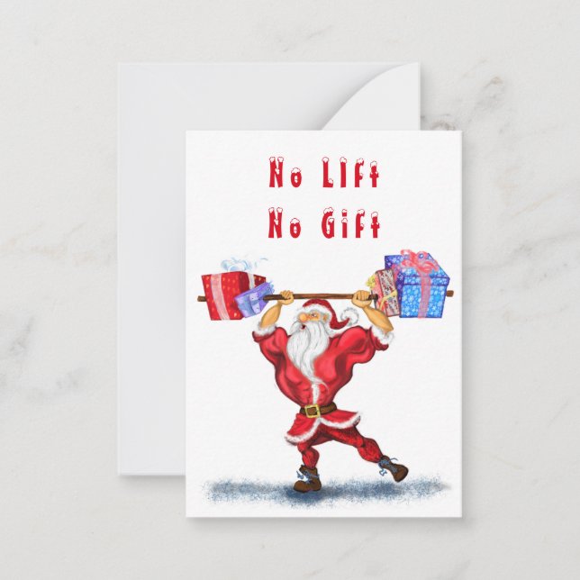 Correspondance Carte de Noël Bodybuilder Santa Claus avec cadeaux (Devant)