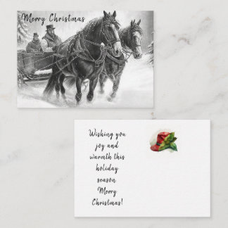 Correspondance Carte de Noël Cheval vintage et chariot