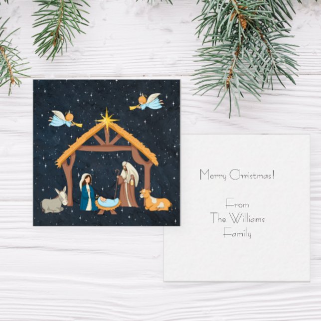 Correspondance Carte de Noël de la Nativité du Christ (Personalized Nativity Christmas Notecards)