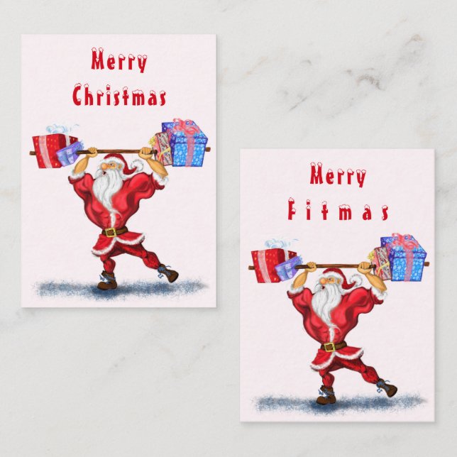 Correspondance Carte de Noël Drôle Père Noël Bodybuilder avec Cad (Devant / Derrière)