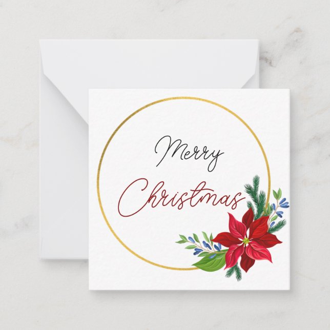Correspondance Carte de Noël luxe fleurs rouges joyeuse (Devant)