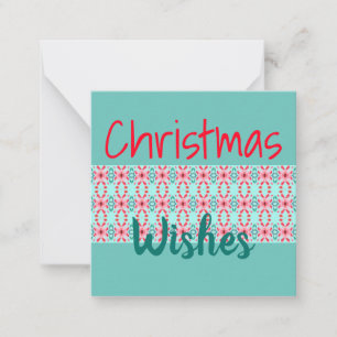 Correspondance Carte de Noël Miniature en Bleu Vert, Rouge et Ros