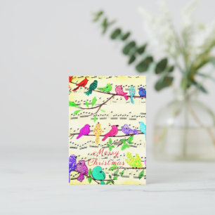 Correspondance Carte de Noël Musicale Colorée Chanson d'Oiseaux