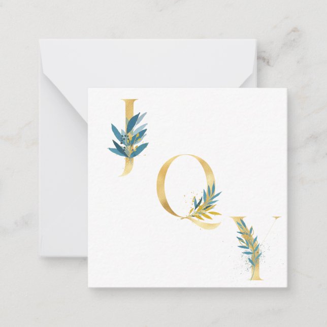 Correspondance Carte de Noël Navy Blue élégante chic "Joie" perso (Devant)