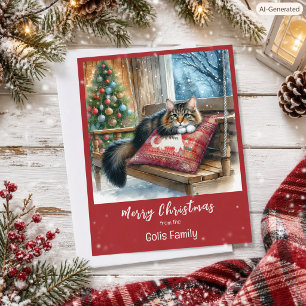 Correspondance Carte de Noël personnalisée Chat de Noël 