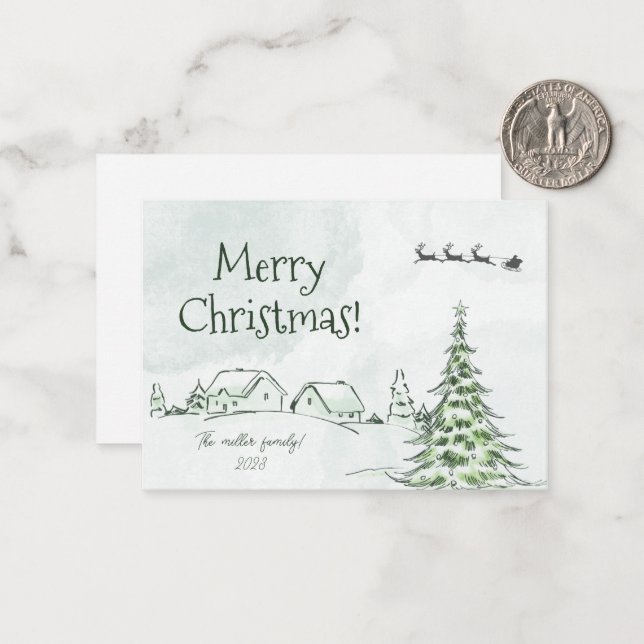 Correspondance Carte de Noël personnalisée Joyeuses Fêtes de Noël (Devant/Arrière en situation)