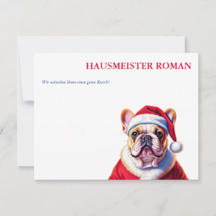Correspondance Carte de Noël plate Santa Bulldog français