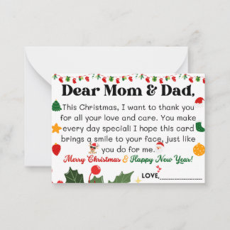 Correspondance Carte de Noël pour parents de la part des enfants