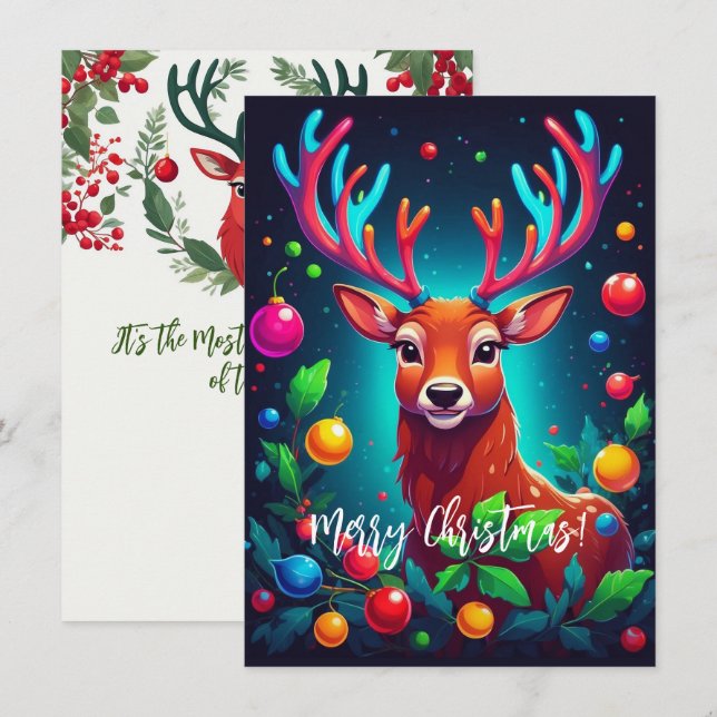 Correspondance Carte de Noël "Reindeer & Baubles" (Devant / Derrière)