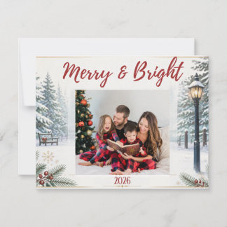 Correspondance Carte de Noël scène enneigée avec photo de famille