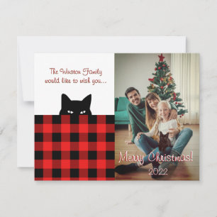 Correspondance Carte de Noël Sneaky Chat Buffalo Check Plaid