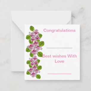 Correspondance Carte de note à fleurs rose et blanc