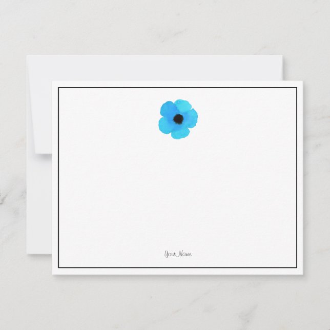 Correspondance Carte de note à l'aquarelle bleue (Devant)