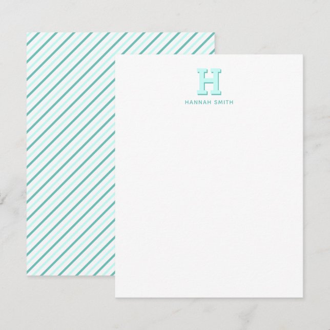Correspondance Carte de note à monogramme et rayures Prépa (Devant / Derrière)